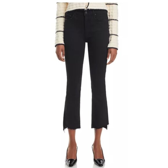 MOTHER Denim - MOTHER The Insider High Rise Crop Step Fray Bootcut Jeans Not Guilty Black NWT 2